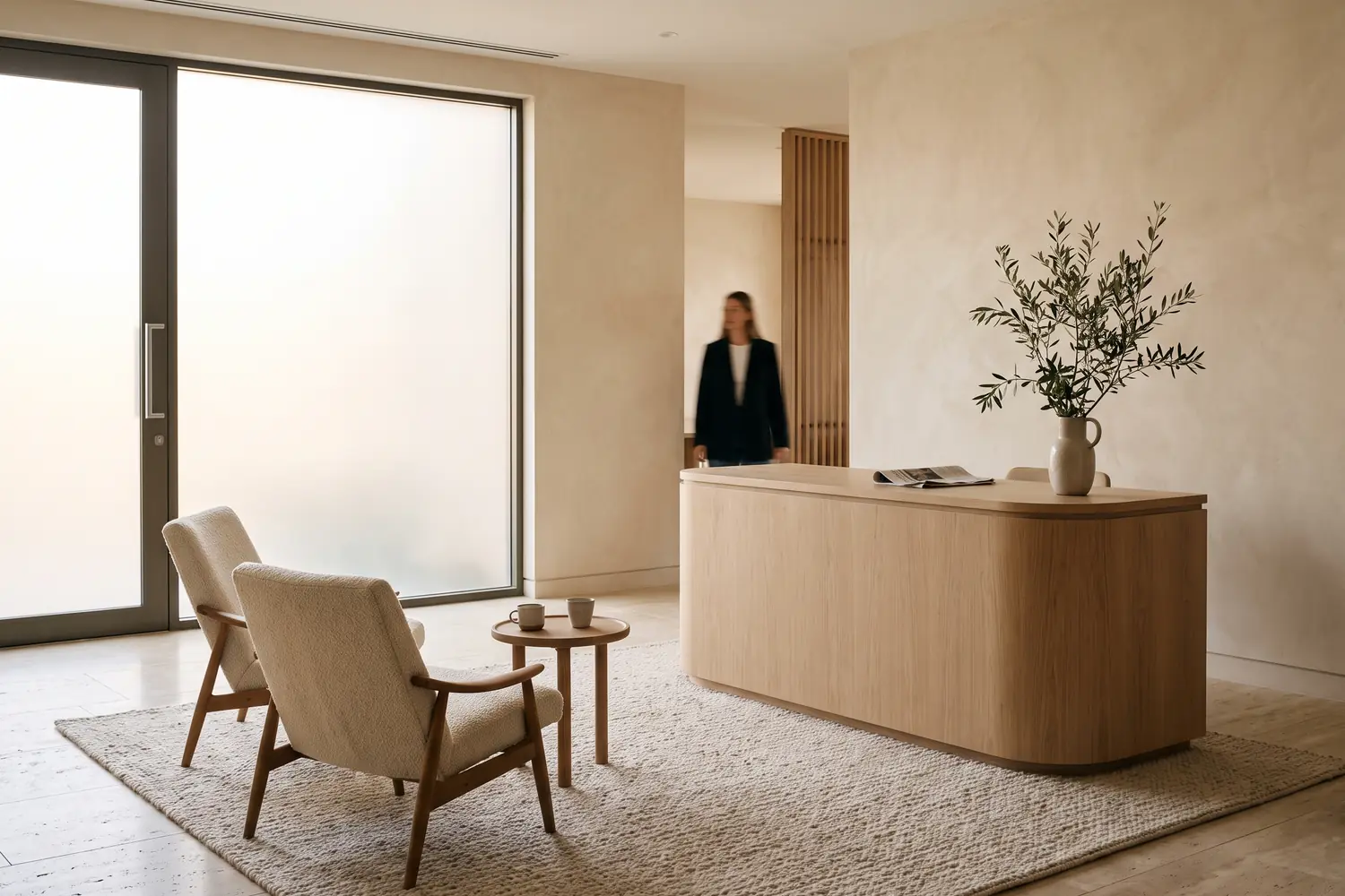 A welcoming office threshold, the start of a conversation